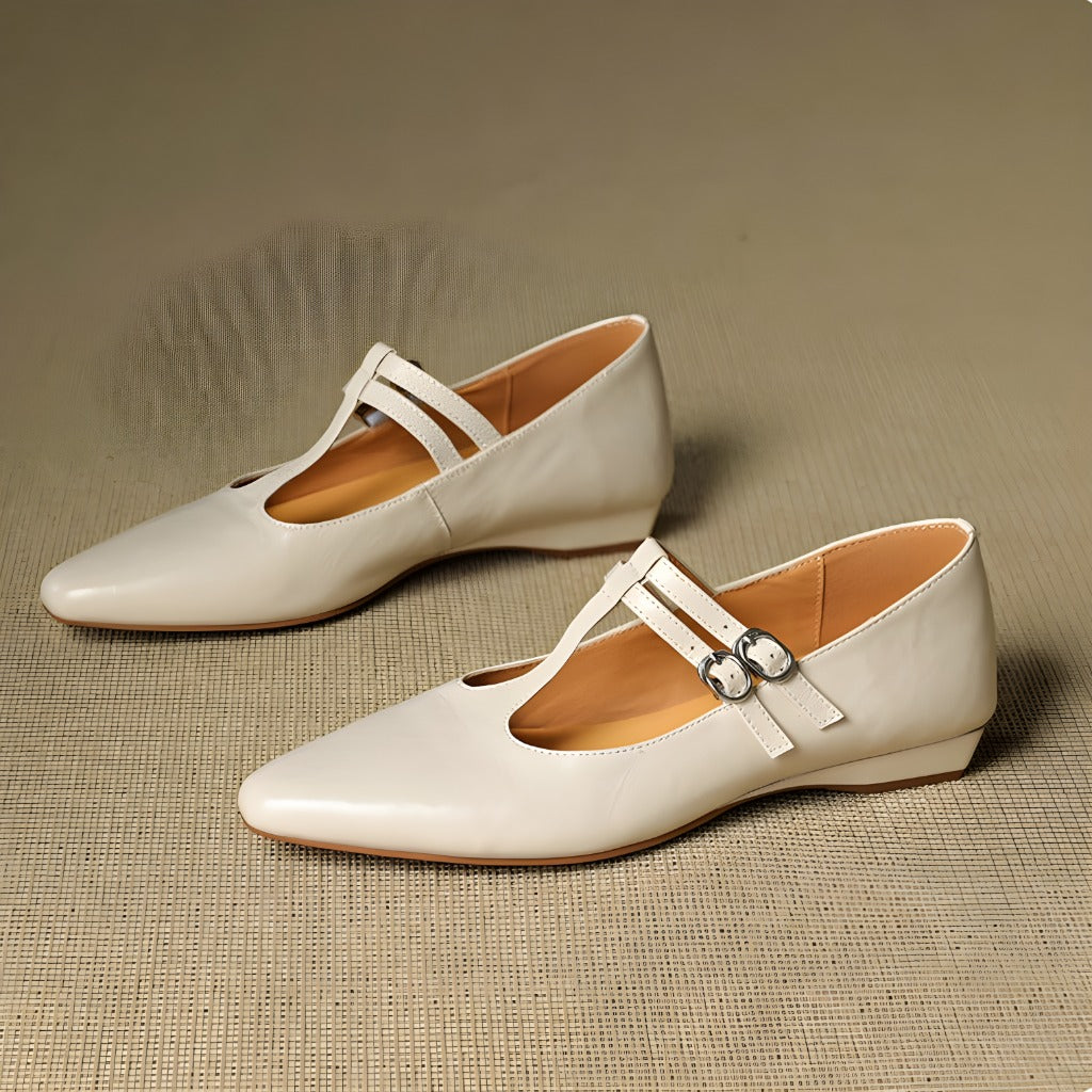 Orena Genuine Leather T-Strap Pumps