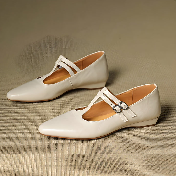 Orena Genuine Leather T-Strap Pumps