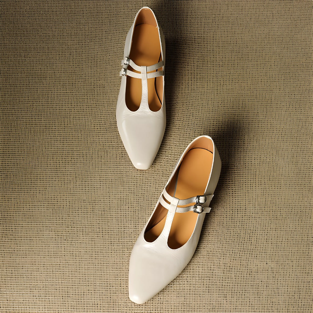 Orena Genuine Leather T-Strap Pumps