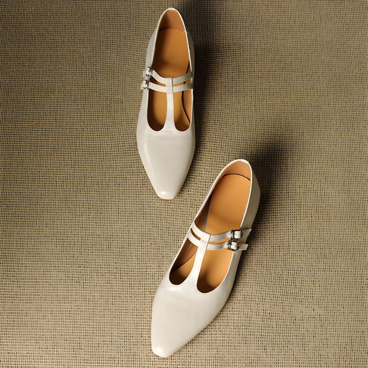 Orena Genuine Leather T-Strap Pumps