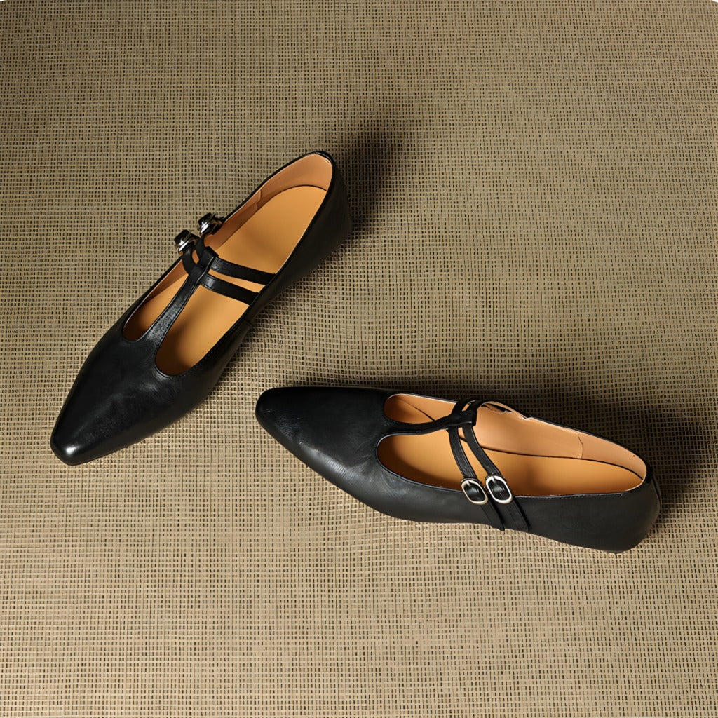 Orena Genuine Leather T-Strap Pumps