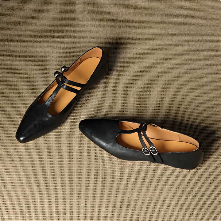 Orena Genuine Leather T-Strap Pumps