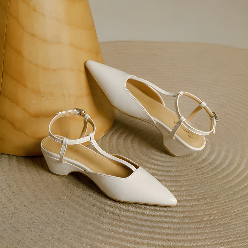 Brina Genuine Leather T-Strap Heels