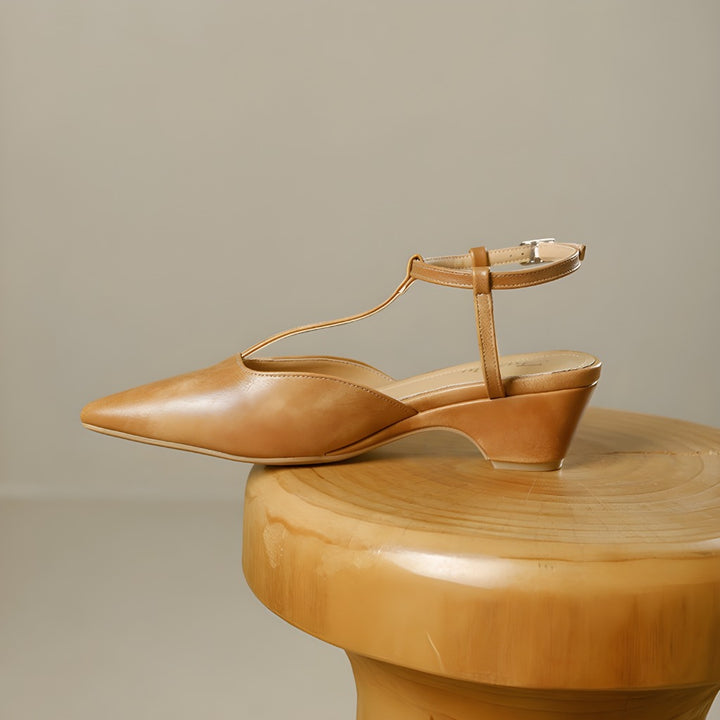 Brina Genuine Leather T-Strap Heels