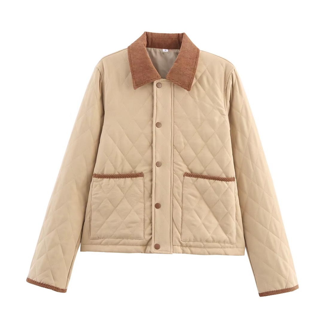 Women’s Quilted Jacket with Corduroy Trim - Heston Manor
