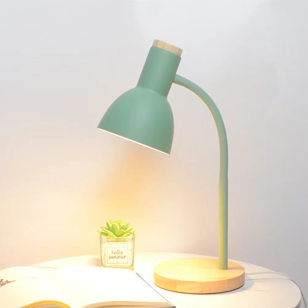 Wood Base Desk Lamp Adjustable Neck - Heston Manor