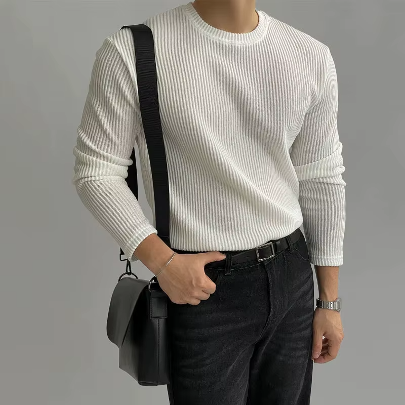 Men’s Ribbed Knit Long Sleeve Sweater - Heston Manor