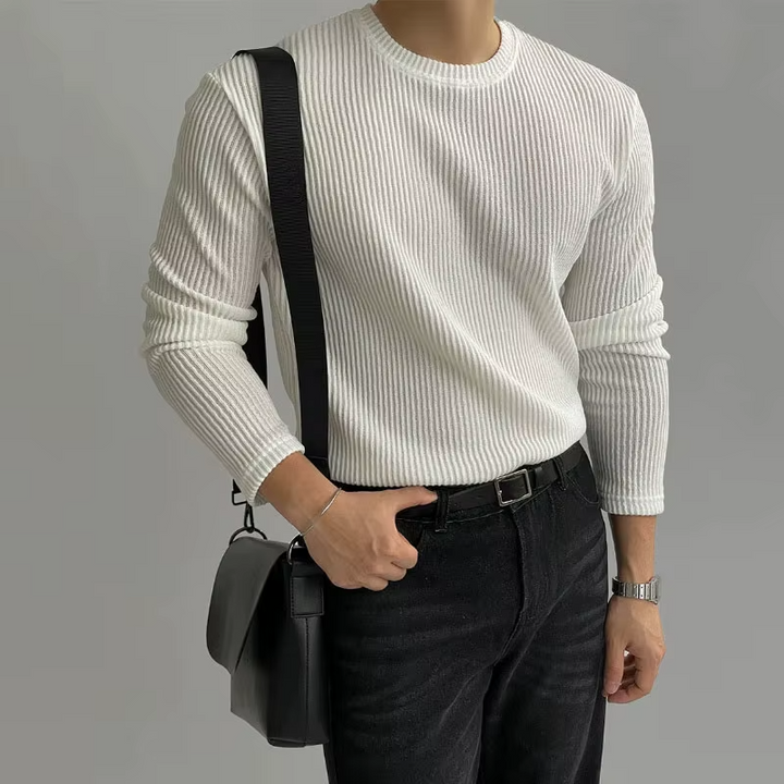 Men’s Ribbed Knit Long Sleeve Sweater - Heston Manor