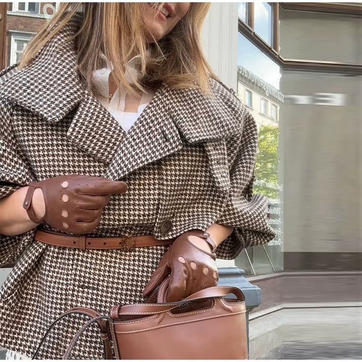 Women’s Houndstooth Belted Jacket - Heston Manor