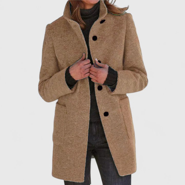 Women’s Grey Wool‑Blend Mid‑Thigh Coat - Heston Manor