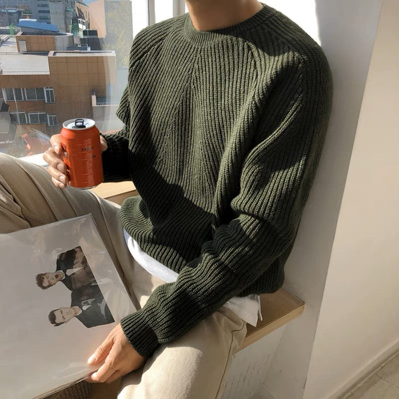Men’s Ribbed Knit Crew Sweater - Heston Manor
