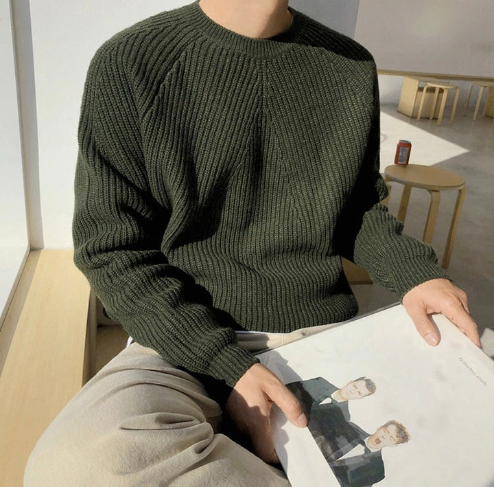 Men’s Ribbed Knit Crew Sweater - Heston Manor