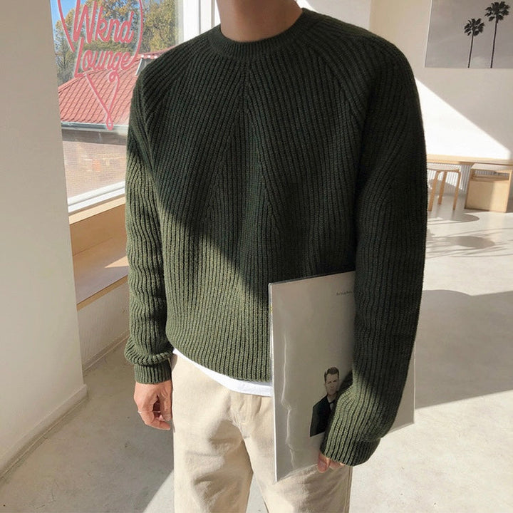 Men’s Ribbed Knit Crew Sweater - Heston Manor