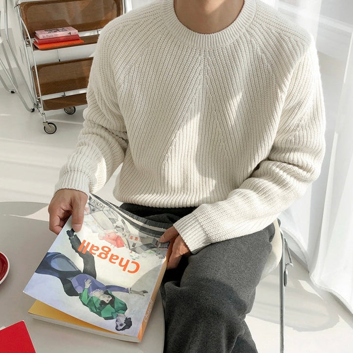 Men’s Ribbed Knit Crew Sweater - Heston Manor