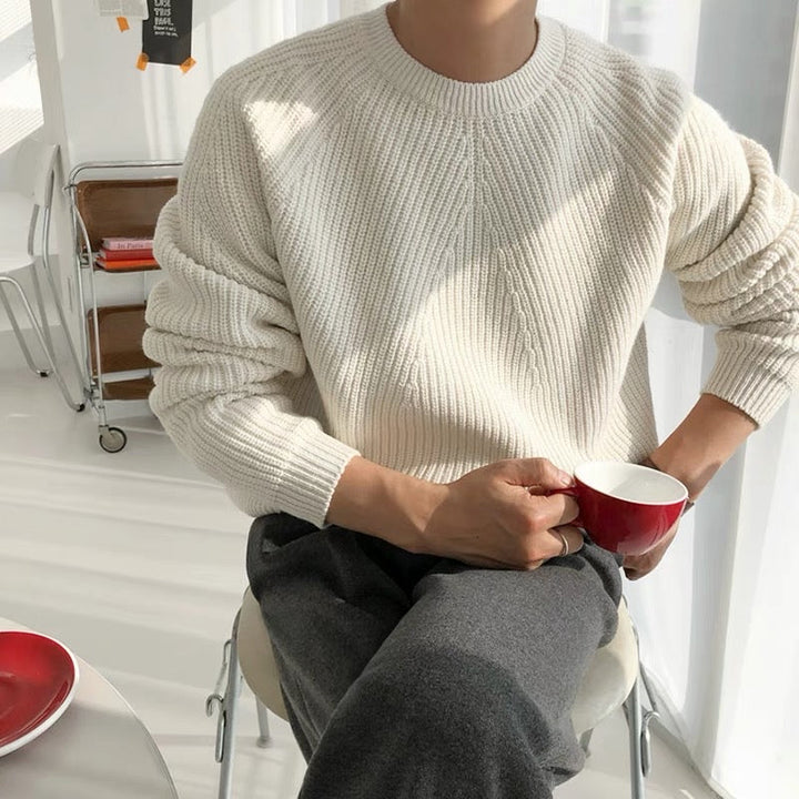 Men’s Ribbed Knit Crew Sweater - Heston Manor
