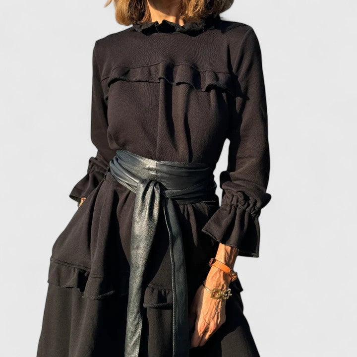 Women's Midnight Ruffled Tiered Long Sleeve Maxi Dress - Heston Manor