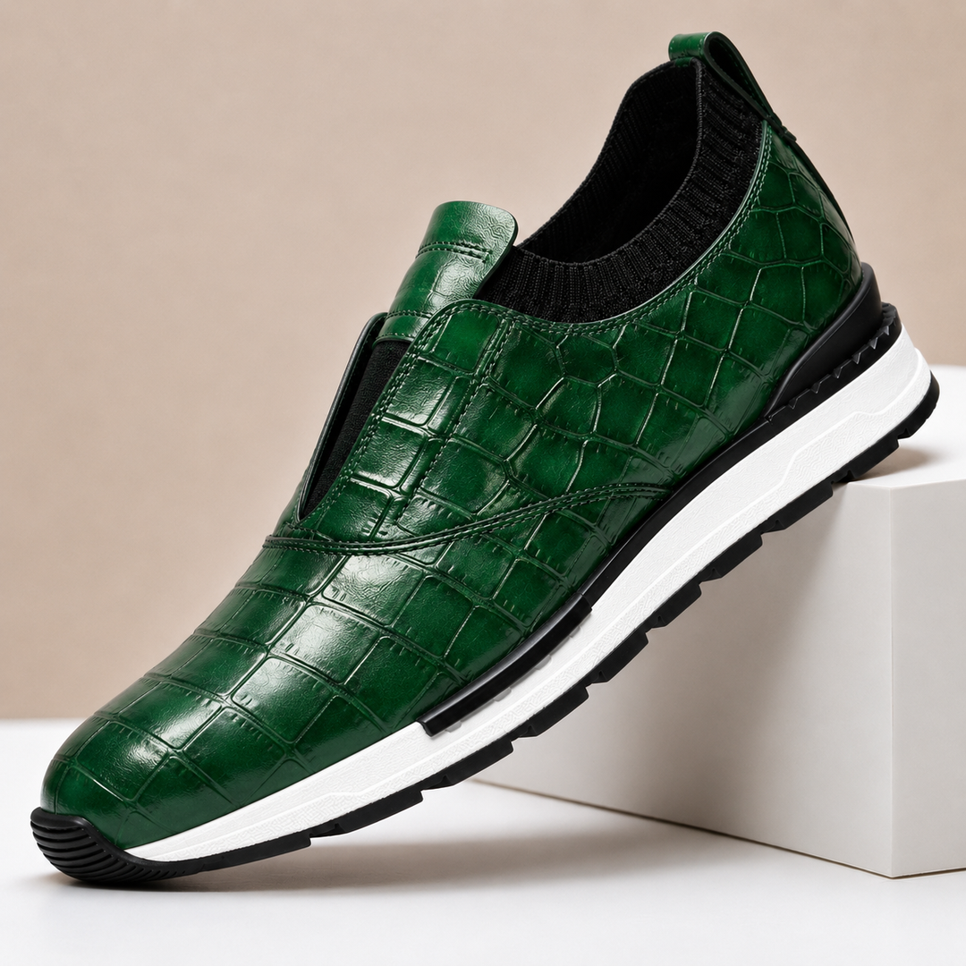 Zorel Cowhide Leather Croc Embossed Shoes