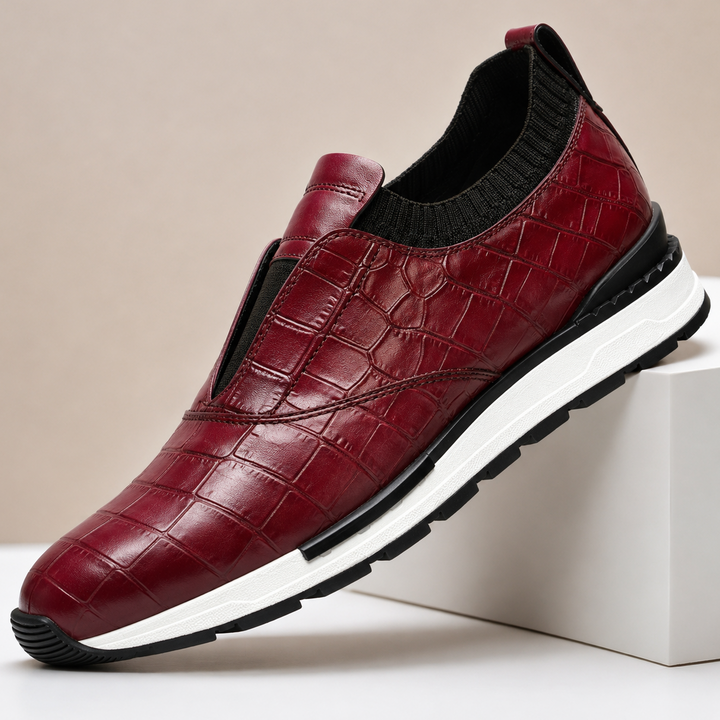 Zorel Cowhide Leather Croc Embossed Shoes