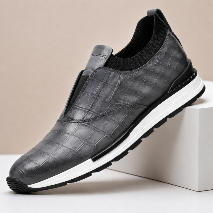 Zorel Cowhide Leather Croc Embossed Shoes