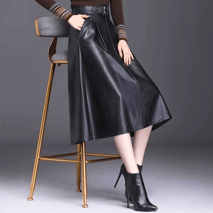 Celeste Marvelle Leather Skirt - A-Line Matte Sheen - Heston Manor