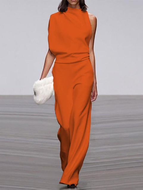 One-Shoulder Jumpsuit Womens - Elegant Wide-Leg Formal Attire Maveno - Heston Manor