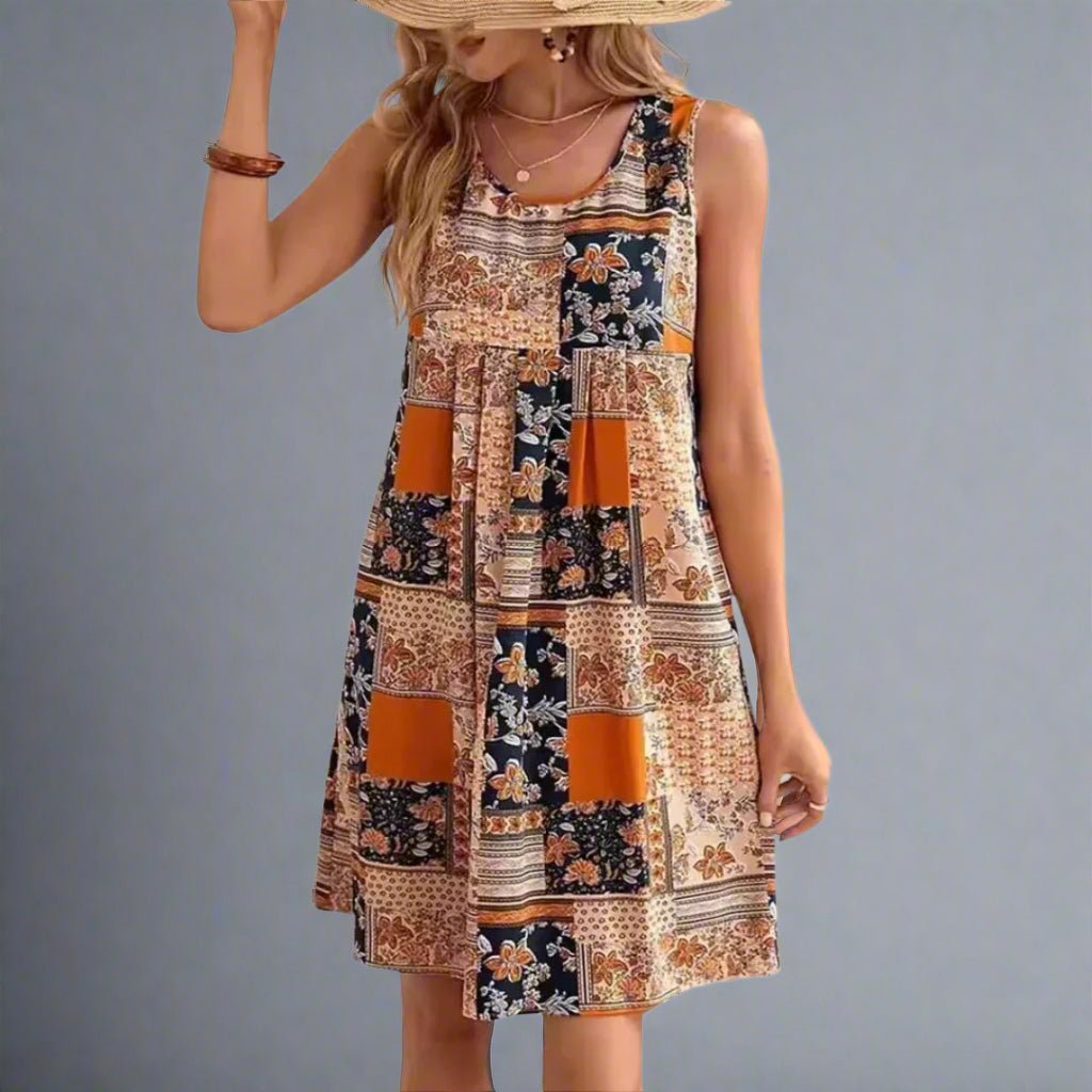 Boho Mini Dress Womens - Patchwork Summer Wear Indie-Gala - Heston Manor