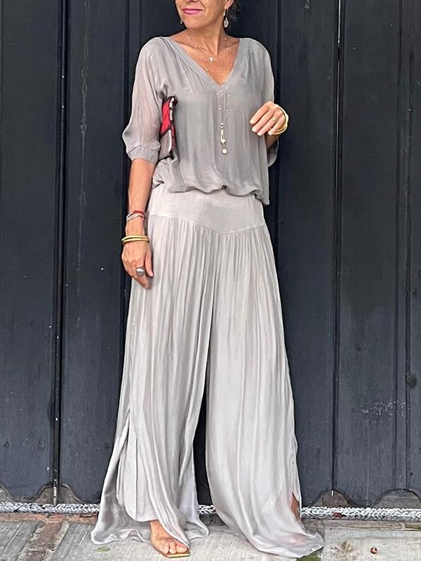 V-Neck Jumpsuit Womens - 2 Piece Batwing Sleeve Set Orabela - Heston Manor