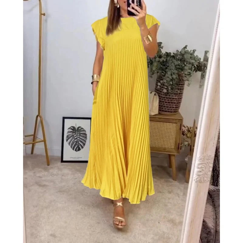 Maxi Dress Womens - Flowy Pleated Cocktail Gown Fernalyn - Heston Manor