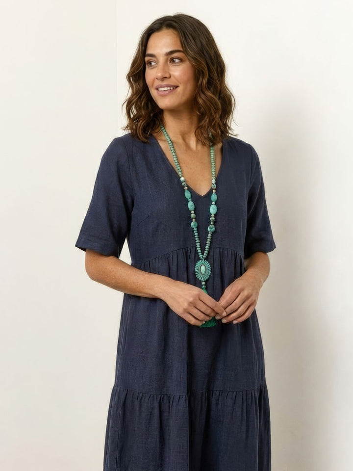 V-Neck Maxi Dress Womens - Tiered Bohemian Summer SiennaX - Heston Manor