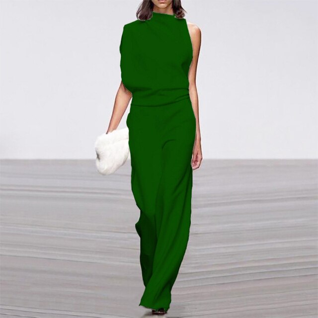 Mock Neck Jumpsuit Womens - Sleeveless Wide-Leg Elegance Vivirose - Heston Manor