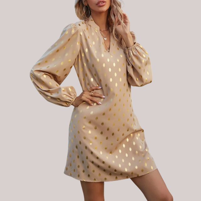 Mini Dress Womens - Playful Gold Polka Dot Style Zariya - Heston Manor