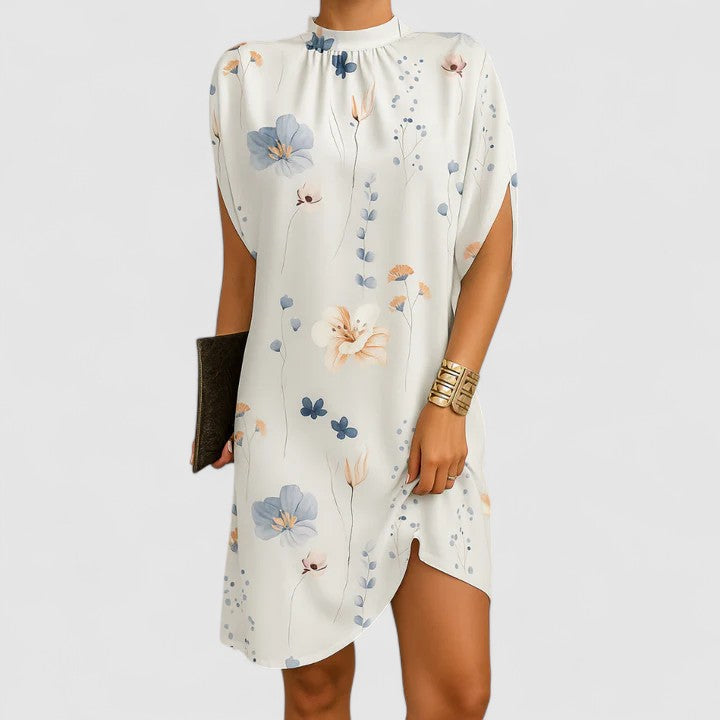 Midi Dress Womens - Mock Neck Split Sleeve Elegant Style Roselia - Heston Manor
