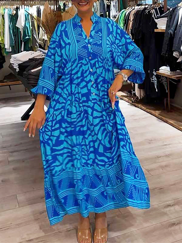 V-Neck Flowy Dress Womens - Tummy Control Loose Fit Elegance Mariglim - Heston Manor