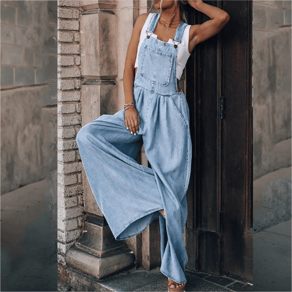 Denim Jumpsuit Womens - Wide-Leg Casual Overalls Arilo - Heston Manor