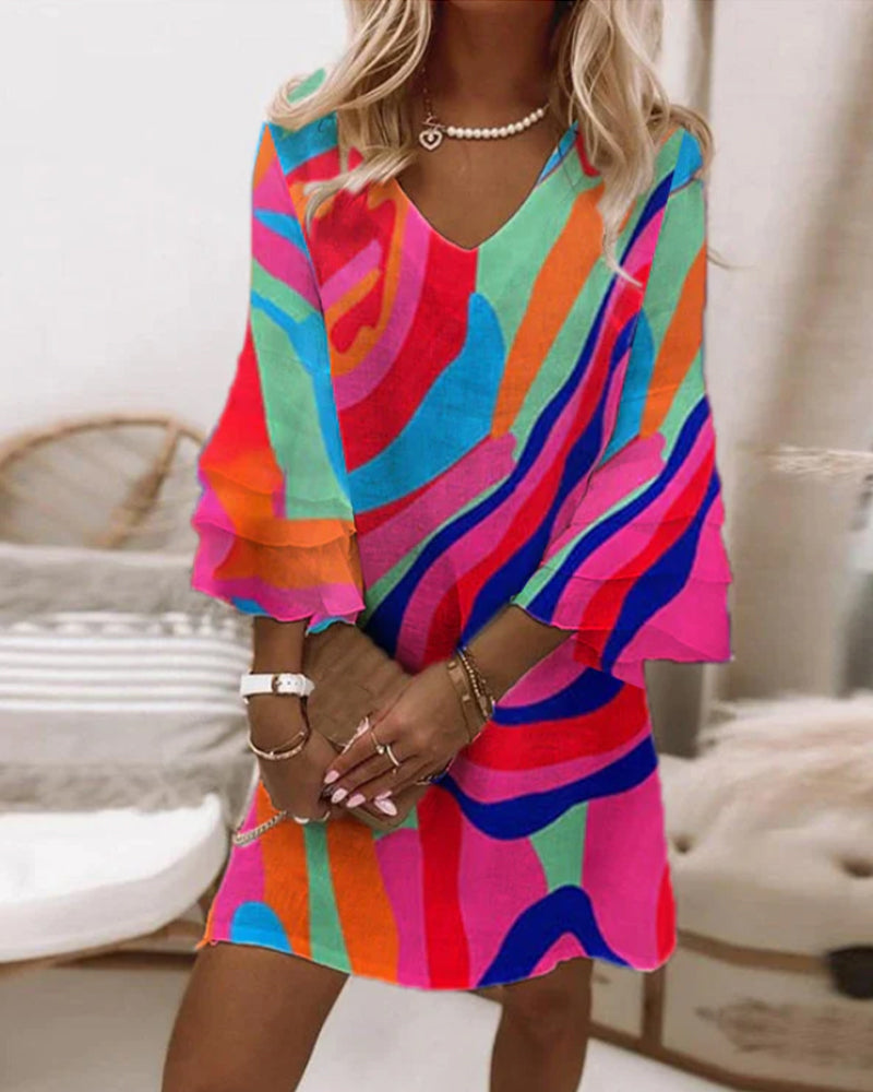 Mini Dress Womens - Vibrant Bell Sleeve Summer Style Zarabelle - Heston Manor