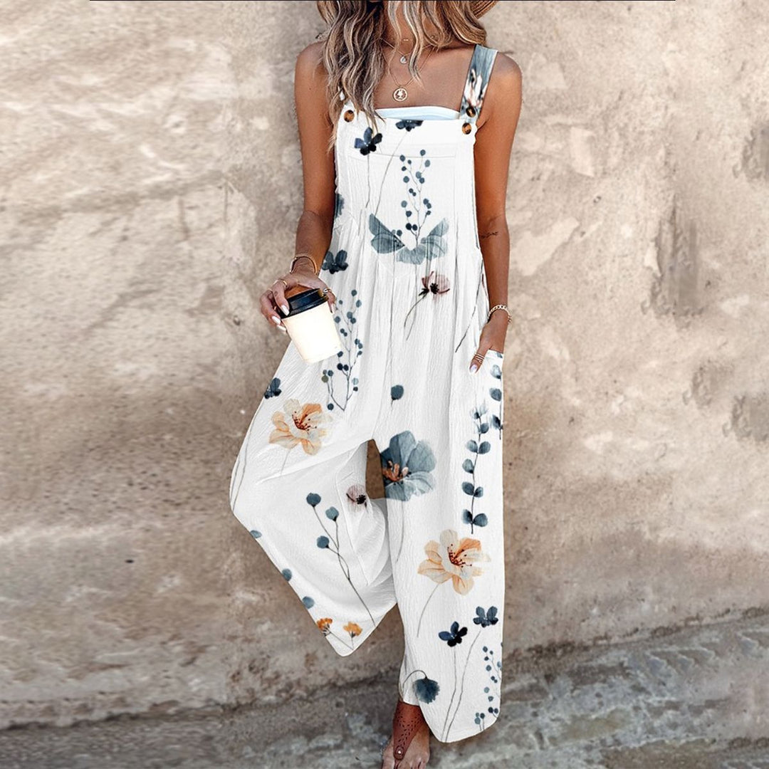 Floral Print Jumpsuit Womens - Wide Leg Summer Overalls Dayglow - Heston Manor