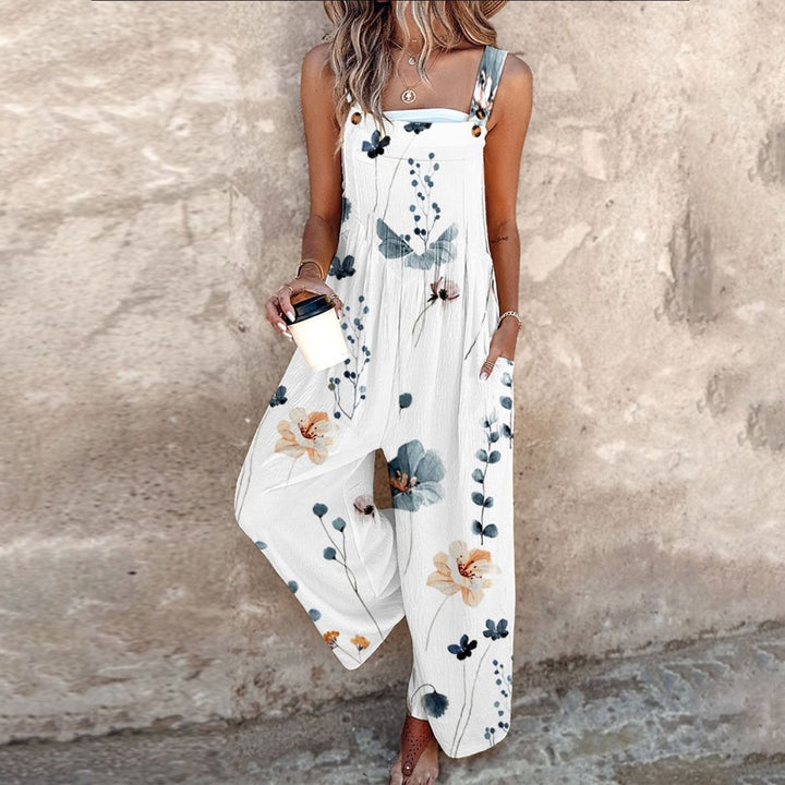 Floral Print Jumpsuit Womens - Wide Leg Summer Overalls Dayglow - Heston Manor