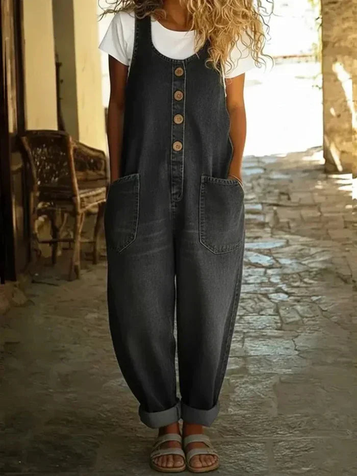 Denim Overalls Womens - Relaxed Vintage-Inspired Jumpsuit Loosista - Heston Manor