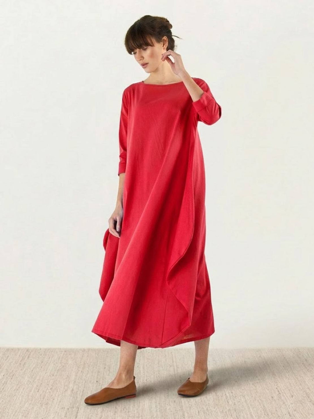 Boho Maxi Dress Womens - Oversized 3/4 Sleeves SerenaFlow - Heston Manor