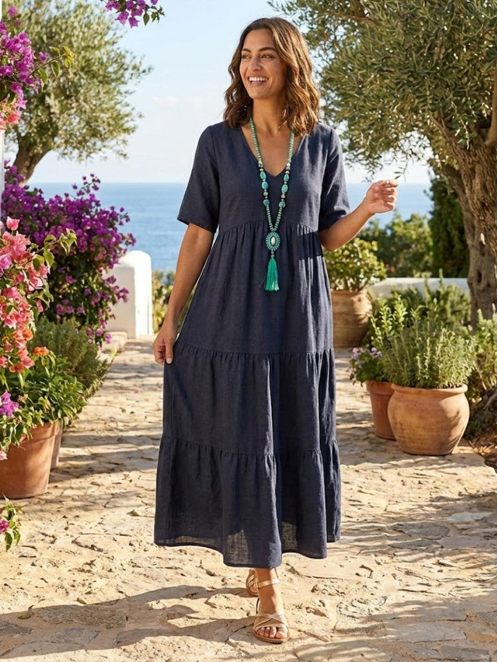 V-Neck Maxi Dress Womens - Tiered Bohemian Summer SiennaX - Heston Manor