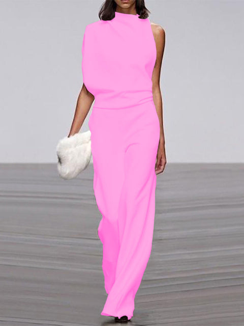 One-Shoulder Jumpsuit Womens - Elegant Wide-Leg Formal Attire Maveno - Heston Manor
