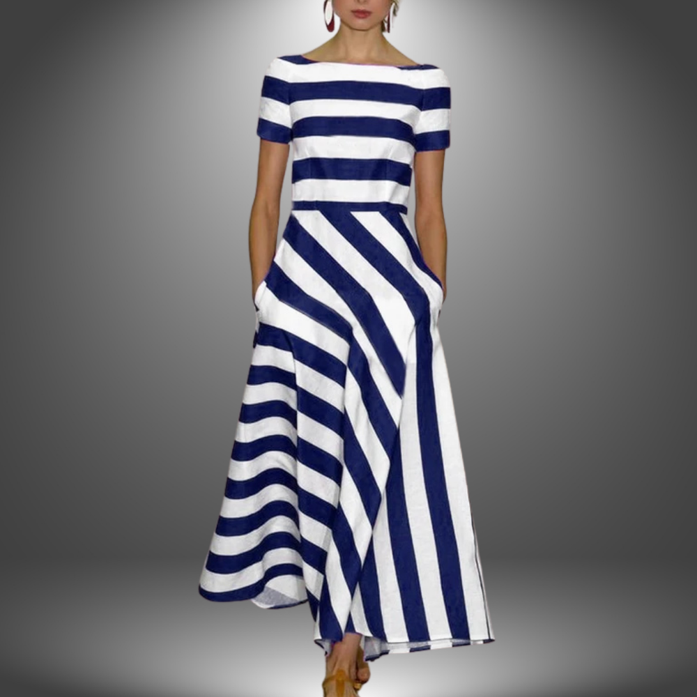 Striped Maxi Dress Womens - Handcrafted Flattering Fit Marceva - Heston Manor