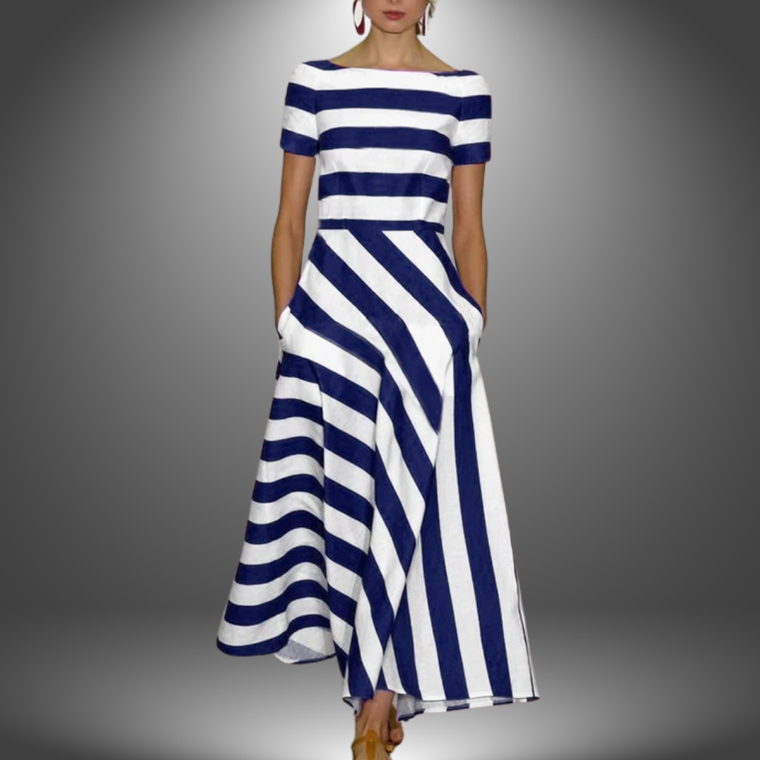 Striped Maxi Dress Womens - Handcrafted Flattering Fit Marceva - Heston Manor