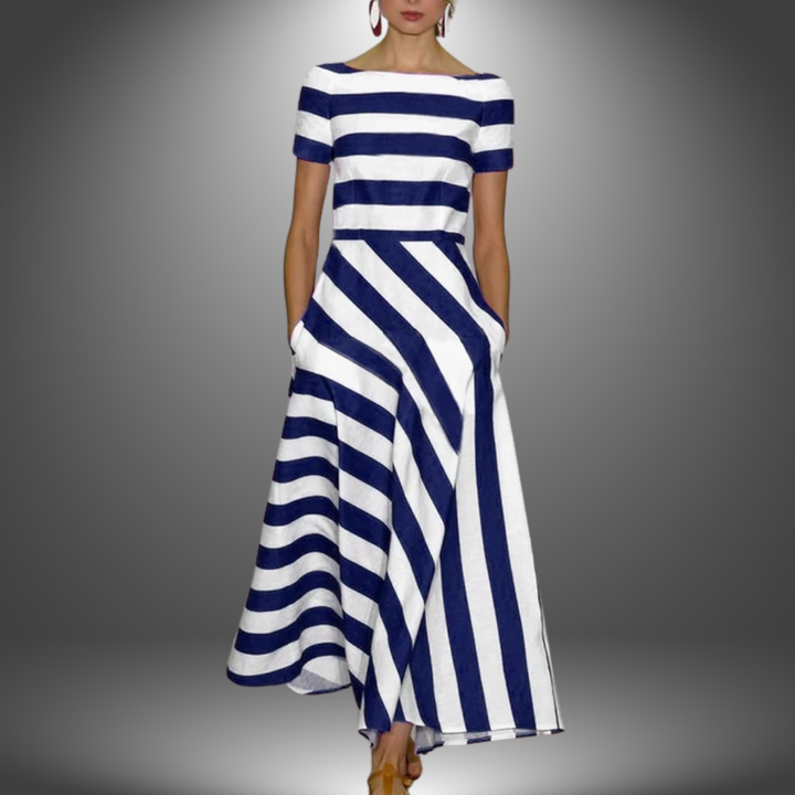 Striped Maxi Dress Womens - Handcrafted Flattering Fit Marceva - Heston Manor