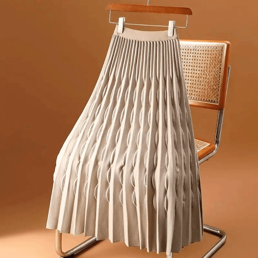 Vivara Sculpted Knit Skirt - High-Waisted A-Line Elegance - Heston Manor