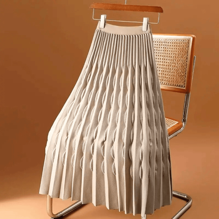Vivara Sculpted Knit Skirt - High-Waisted A-Line Elegance - Heston Manor