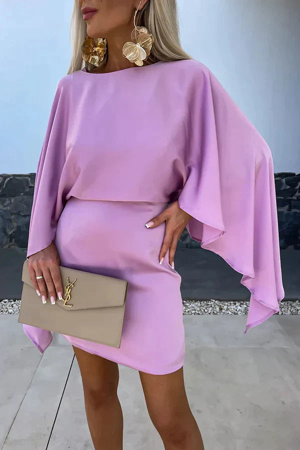 Mini Dress Womens - Dramatic Cape Sleeve Bodycon Cleona - Heston Manor