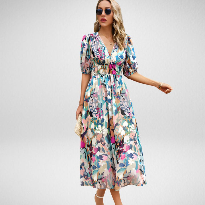 V-Neck Dress Womens - Flowy Feminine Silhouette Viloria - Heston Manor