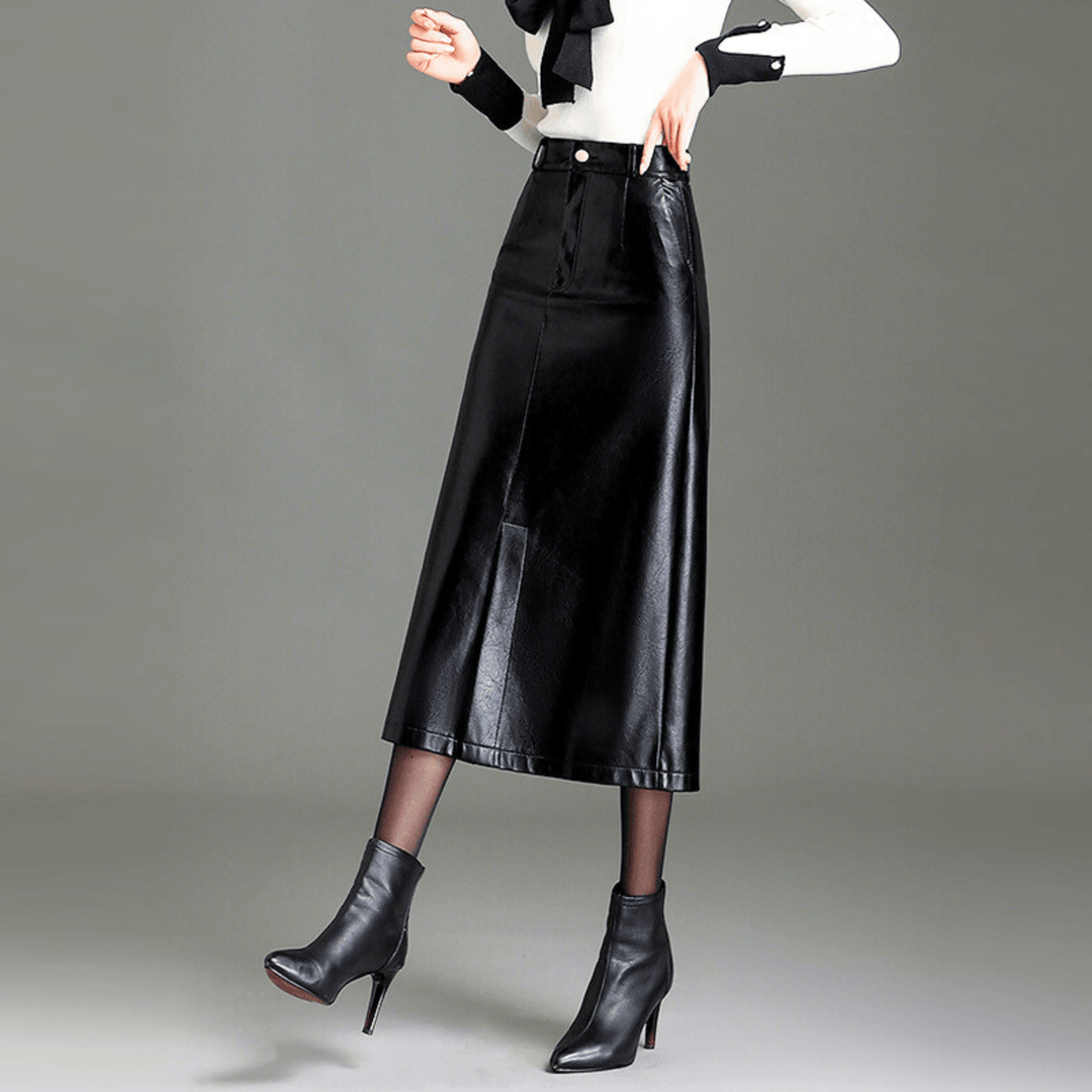 Valencia High-Waist Leather Skirt - Heston Manor