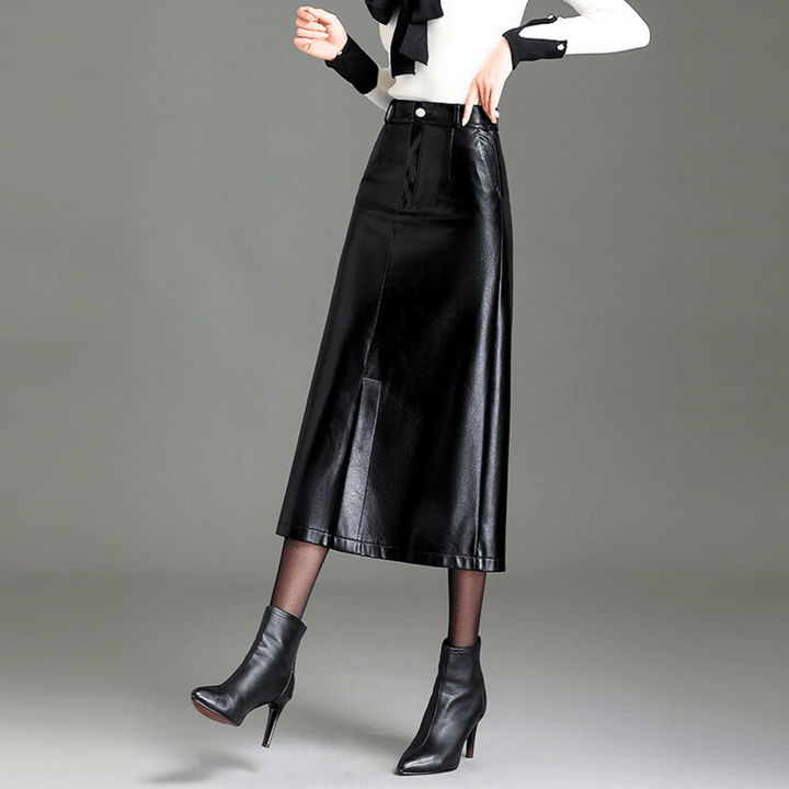 Valencia High-Waist Leather Skirt - Heston Manor